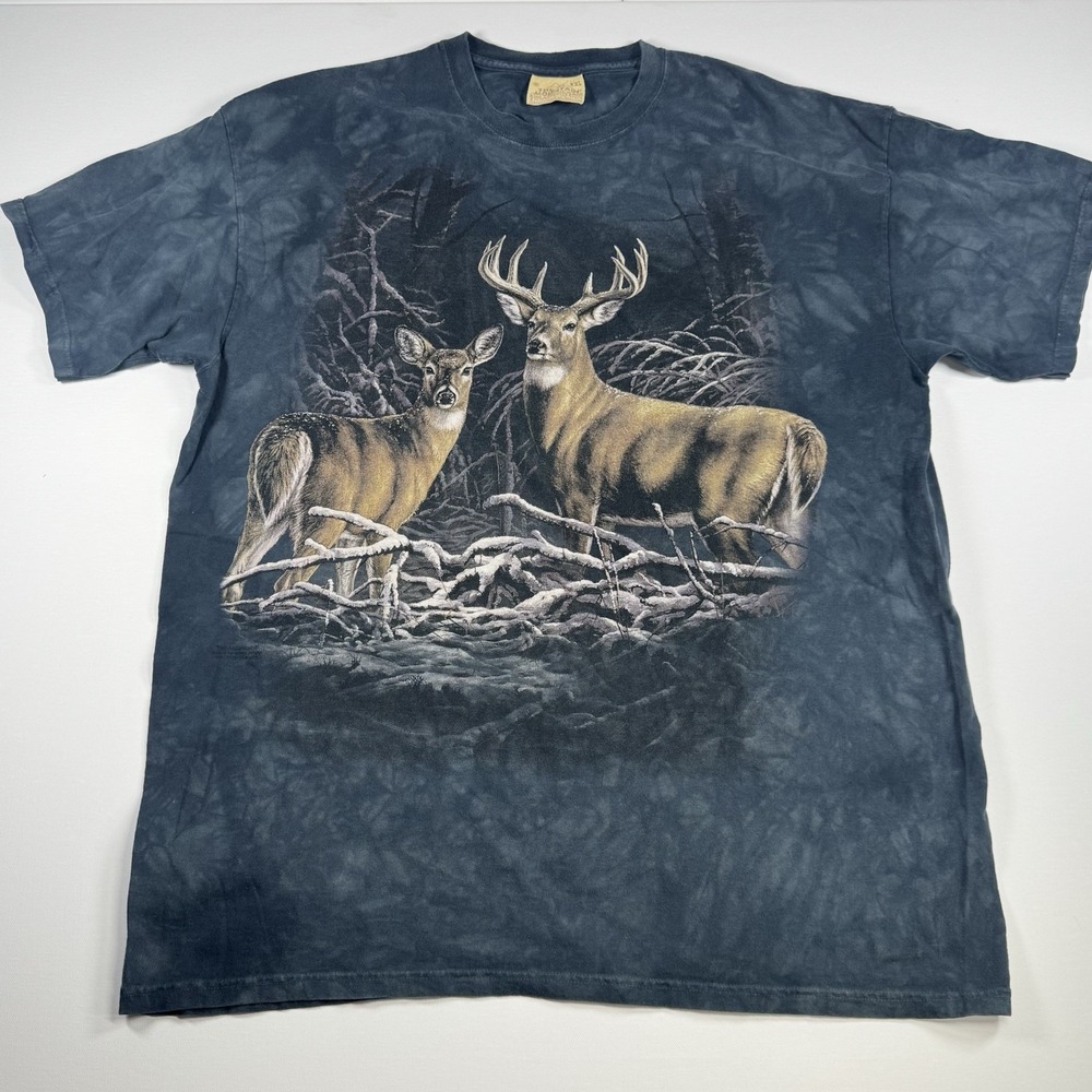 Vintage The Mountain Whitetail Deer Buck Doe Tie Dye T Shirt Mens XL USA
